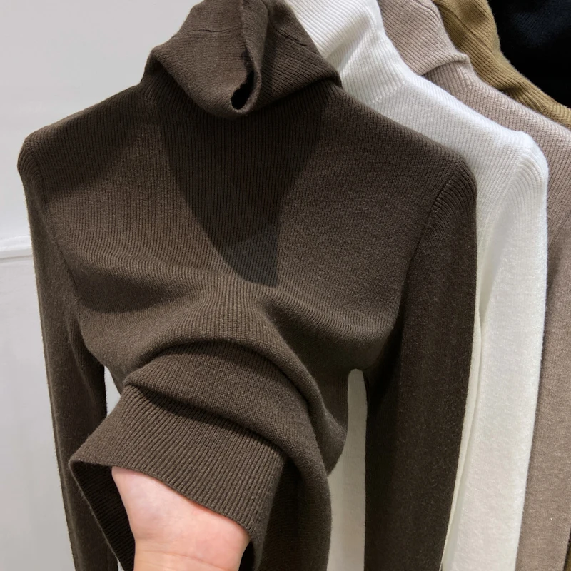 2026 New Slim Turtleneck Knitted Sweater Women Pullovers Solid Long Sleeve Knit Sweater Pullover Women Tops Women Clothing Q7047 - Image 3
