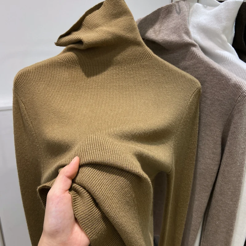 2026 New Slim Turtleneck Knitted Sweater Women Pullovers Solid Long Sleeve Knit Sweater Pullover Women Tops Women Clothing Q7047 - Image 4
