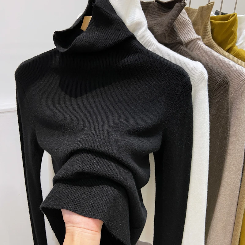 2026 New Slim Turtleneck Knitted Sweater Women Pullovers Solid Long Sleeve Knit Sweater Pullover Women Tops Women Clothing Q7047 - Image 6