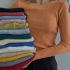 2026 New-coming Autumn Winter Tops O-Neck Pullovers Sweaters Primer shirt long sleeve Short Korean Slim-fit tight sweater