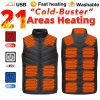 21Areas Self Heated jacket Heating Vest Men's Thermal Women's USB Heated Vest Warm Clothing Fishing Camping Washable Winter Man