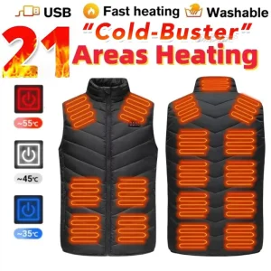 21Areas Self Heated jacket Heating Vest Men's Thermal Women's USB Heated Vest Warm Clothing Fishing Camping Washable Winter Man