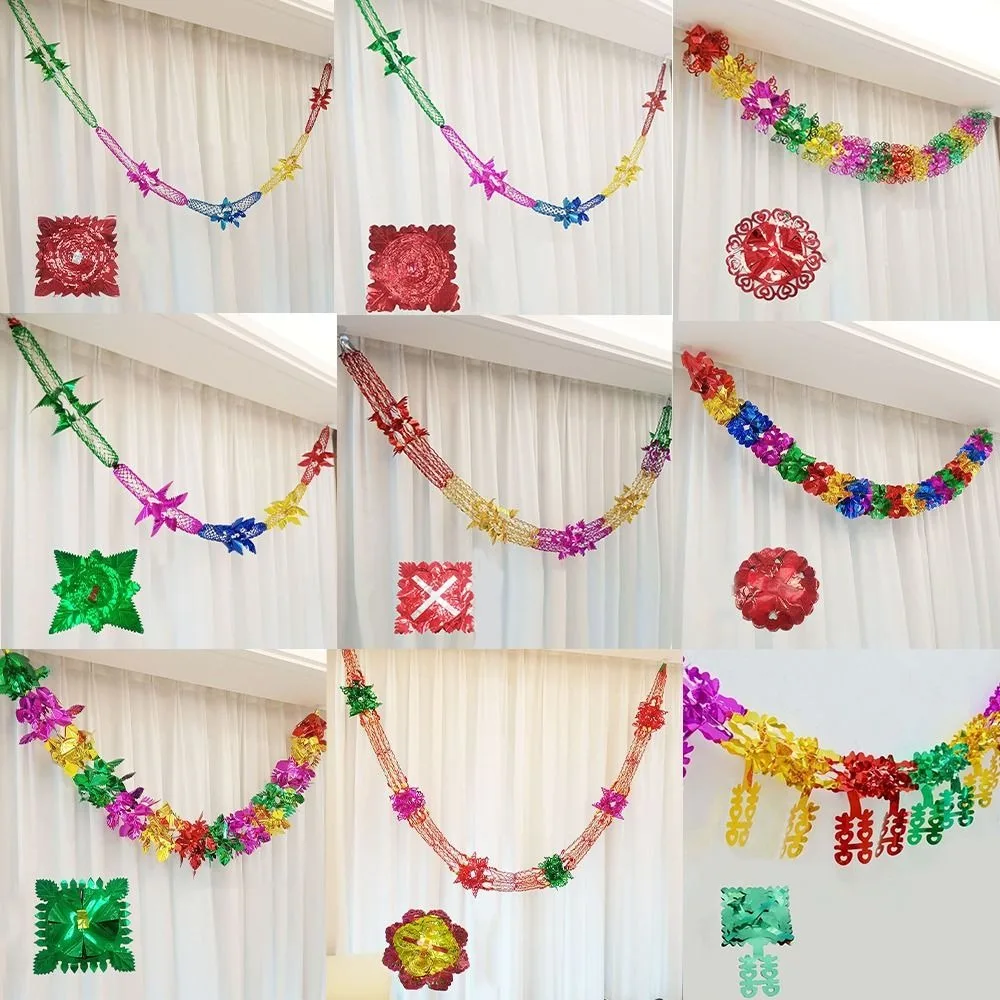 2/4/8Pcs High Quality Ornaments Xmas Gift Hanging Decoration Metalic Foil Garland Christmas Decor Ceiling Wreath - Image 4