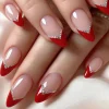 24Pcs Red French False Nails Easy Wear Manicure Set for Women Daily Party Wear