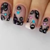 24Pcs Square Short Coverage Press On Nails Halloween Funny Fake Nails Cute Briquette Reusable False Nail Star Wear Nails