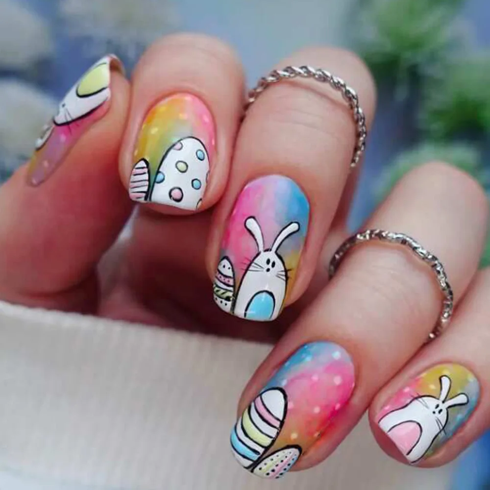 24Pcs/set Mid-length Square Press on Nails Yellow Flower Pattern Fake Nails Summer Wearable False Nails Uñas Накладные Ногти 네일팁 - Image 4