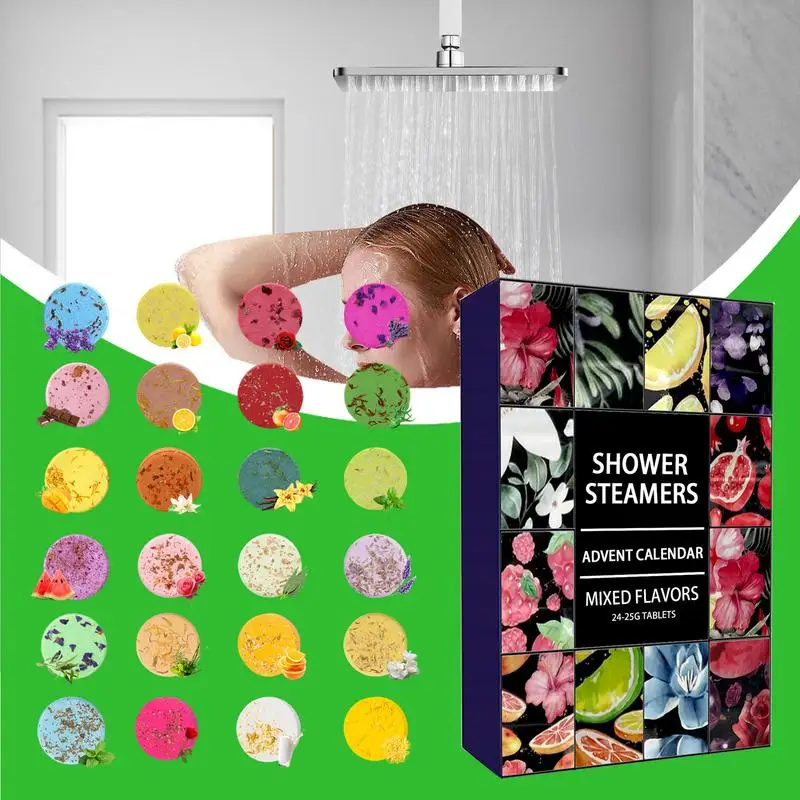 24pcs Shower Steamers Advent Calendar kit Aromatherapy Shower Bombs Self Care and Relaxation Stress Relief Bath Bombs - Image 3