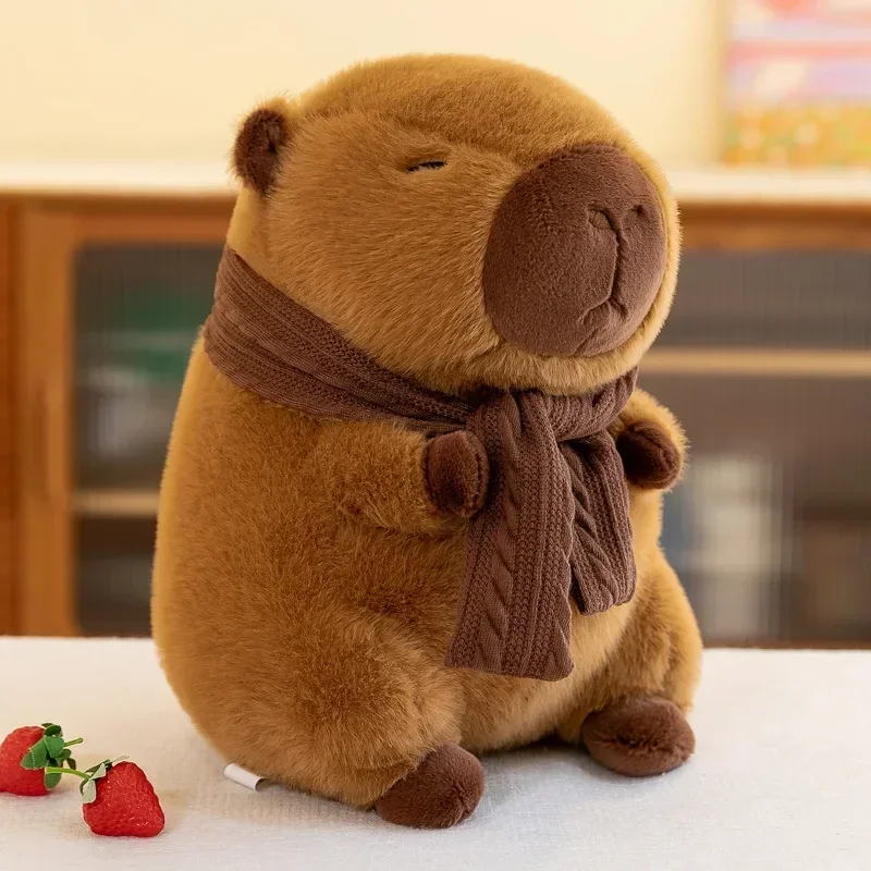 25-30CM Hot Plush Stuffed Doll Cute Scarf Pufferfish Plush Kawaii Animal Toy Children's Birthday Gift Capybara Doll Kids Toys - Image 2
