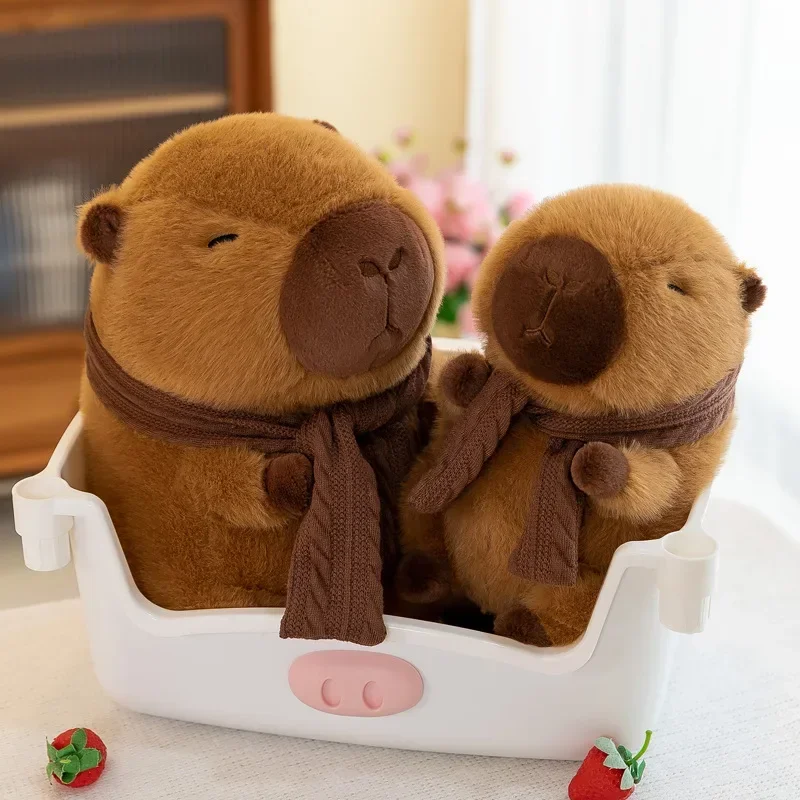 25-30CM Hot Plush Stuffed Doll Cute Scarf Pufferfish Plush Kawaii Animal Toy Children's Birthday Gift Capybara Doll Kids Toys - Image 3