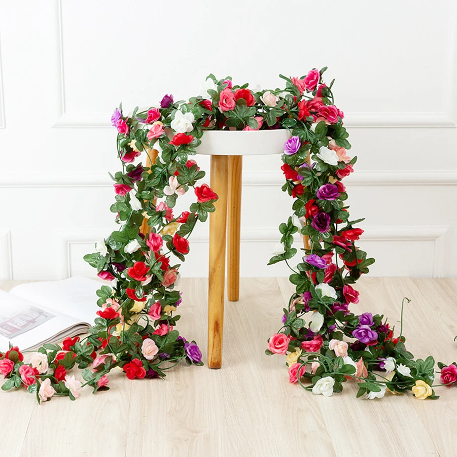 250CM Artificial Rose Flowers for Wedding Home Room Decoration Spring Autumn Garden Arch Christmas Rattan DIY Fake Plants Vine - Image 2