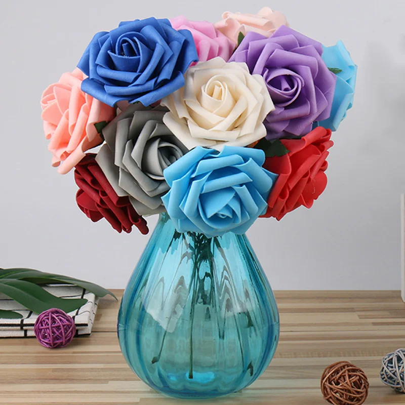 25PCS 7cm PE Foam Artificial Flowers Head Home Wedding Decoration Rose Flower DIY Handmade Diy Christmas Fake Flower Ball Craft - Image 2