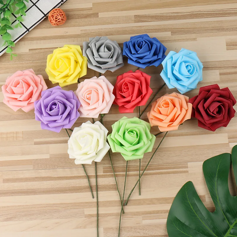 25PCS 7cm PE Foam Artificial Flowers Head Home Wedding Decoration Rose Flower DIY Handmade Diy Christmas Fake Flower Ball Craft - Image 3