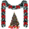 2M Christmas Tinsel Garland with Red Bow Hanging Decor for Xmas Party Tree Stair Mantel Table Home Decoration Christmas Decor