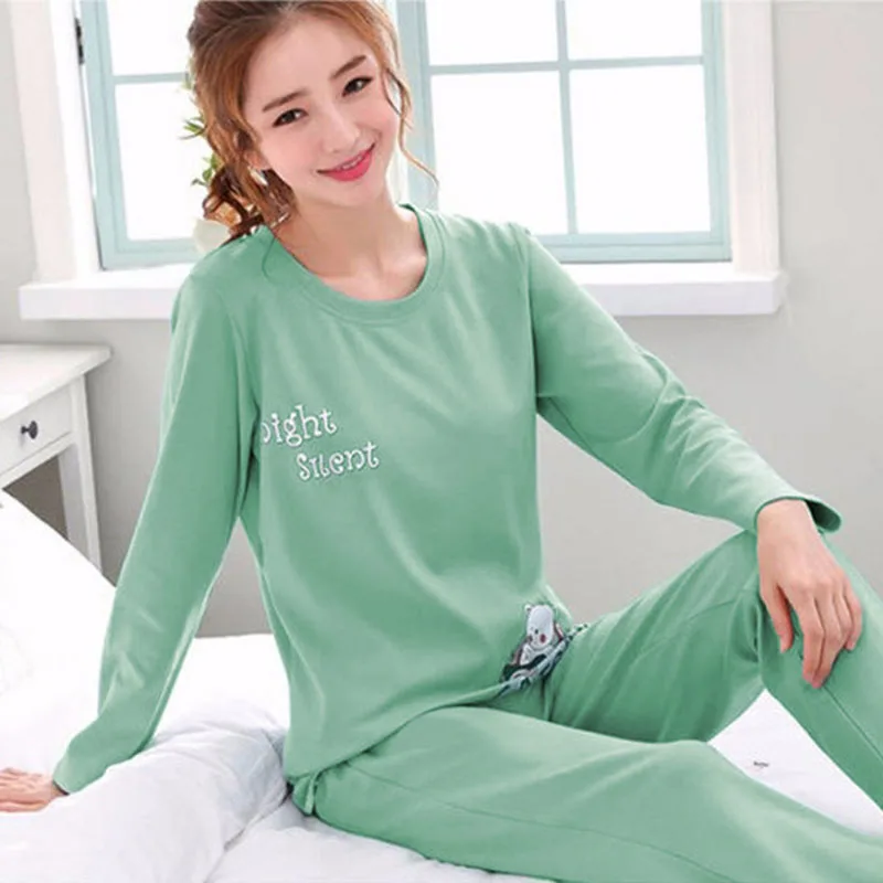 2PCS/Set Women Fashion Long-Sleeved Pajamas Autumn Winter Cartoon Love Bear Cute Soft Loose Casual Omfortable Outside Homewear - Image 5