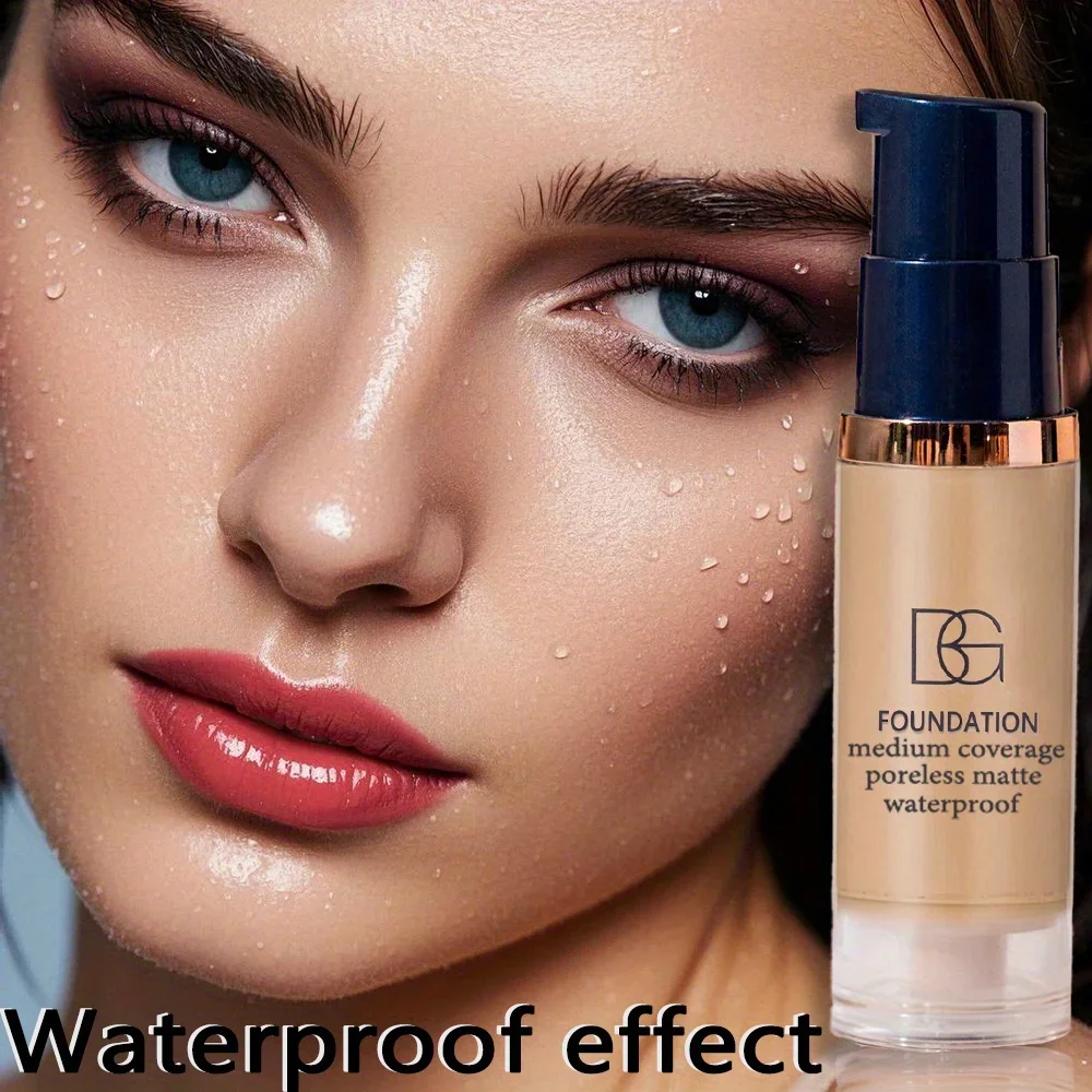 2Pcs Full Coverage Waterproof Liquid Foundation&Black Triangular Powder Puff-LongLasting Matte Finish Dark Circle&Blemish Cover - Image 4