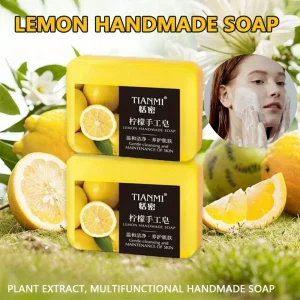 2Pcs Lemon Handmade Soap, Moisturizing and Cleansing, Suitable for All Skin Types, Can Be Used by Both Men and Women