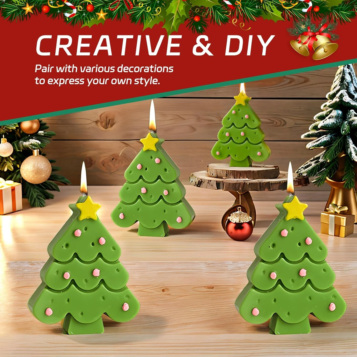 2Pcs Set Christmas Tree Shaped Scented Candle Aesthetic Aroma Soy Wax Christmas Decorative Candle Decorative Aromatherapy Candle - Image 2