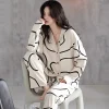 2Pcs Warm Pajama Set For Women Long Sleeve Fleece Lined Hoodie Top And Pants Winter Sleepwear Loungewear