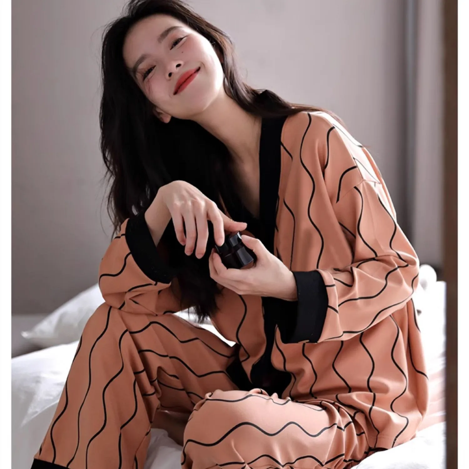 2Pcs Warm Pajama Set For Women Long Sleeve Fleece Lined Hoodie Top And Pants Winter Sleepwear Loungewear - Image 3