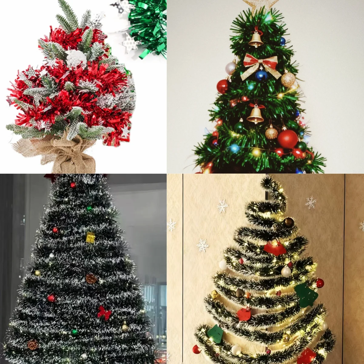 2m/lot 9cm Colorful Stars Foil Tinsel Ribbon Xmas Tree Tinsel Ribbon Glitter Garland For DIY Party Christmas Crafts Decoration - Image 3