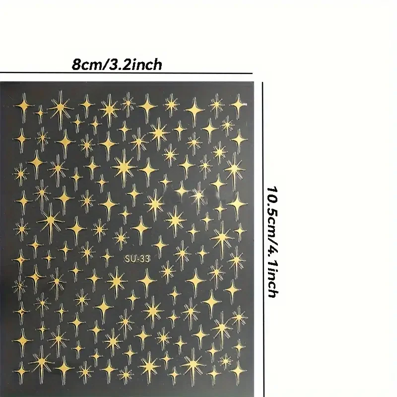 2pcs Y2K Starburst Nail Art Stickers Sparkling Golden & Silvery French Manicure Decorations for DIY Nails - Image 4