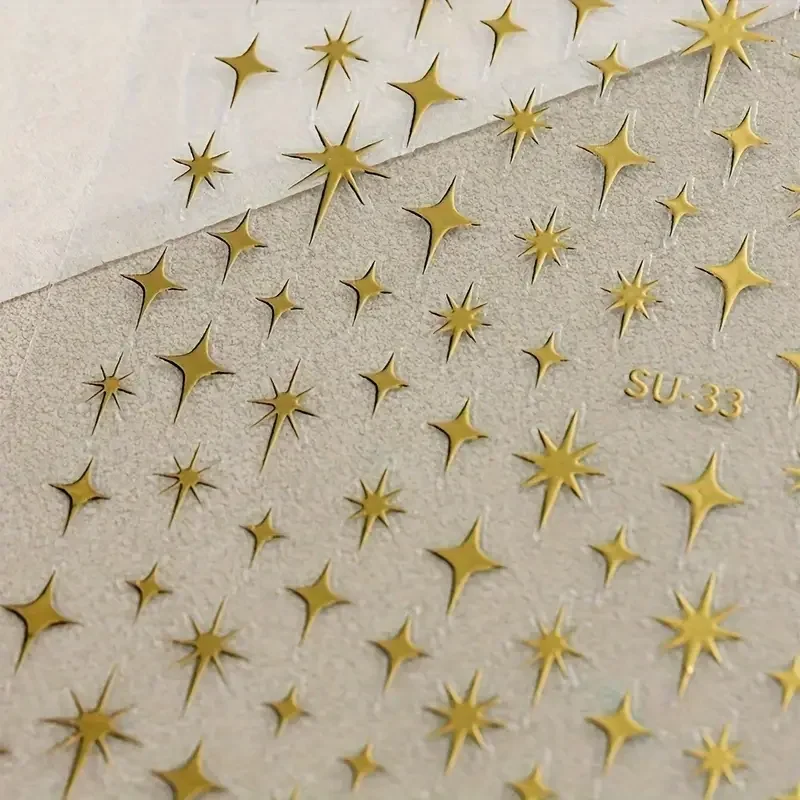 2pcs Y2K Starburst Nail Art Stickers Sparkling Golden & Silvery French Manicure Decorations for DIY Nails - Image 6