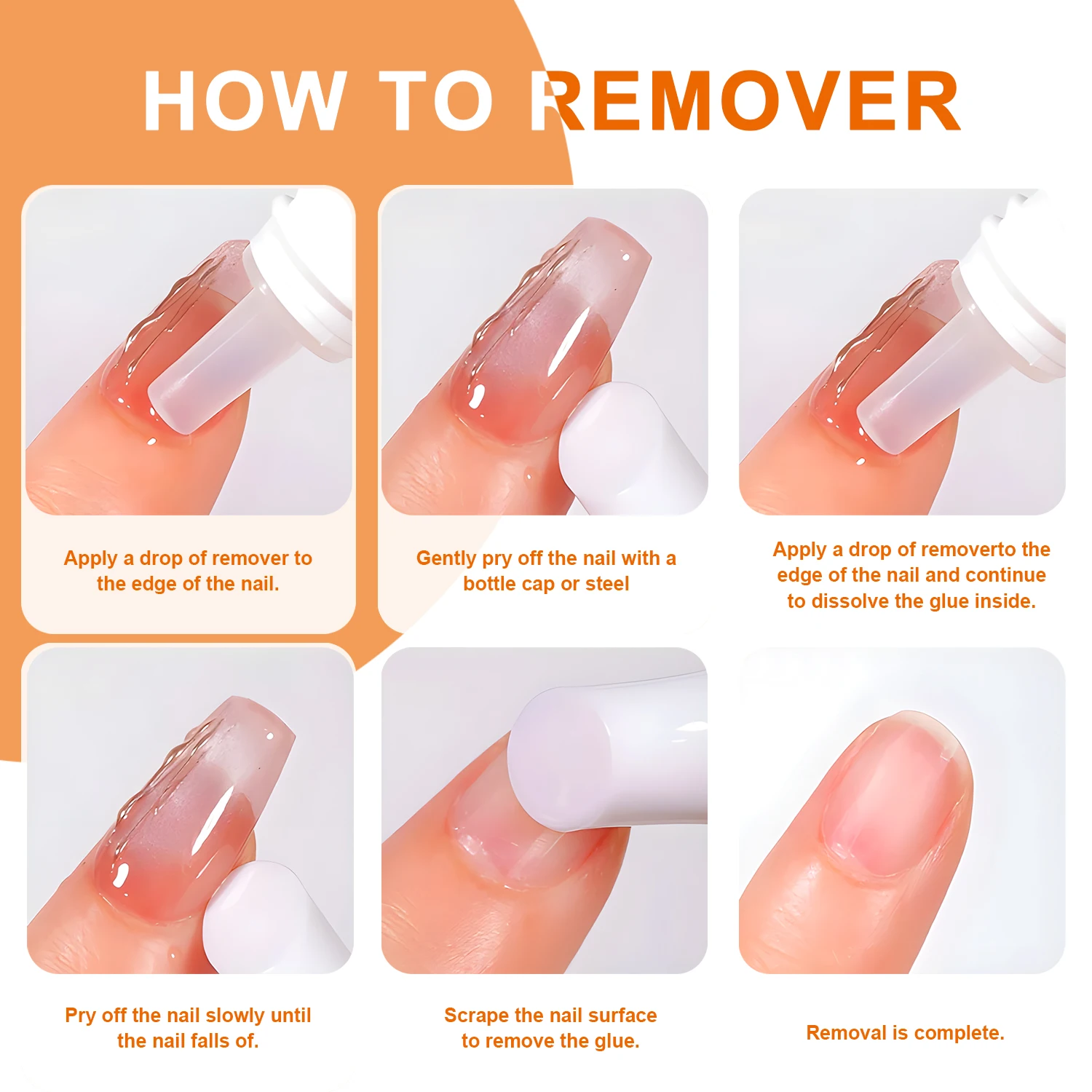 3 Bottles Nail Glue Remover for Fake Nails Easily Removes Acrylic Nails, Press-On Nails & Rhinestones - Convenient Prying Cap - Image 6