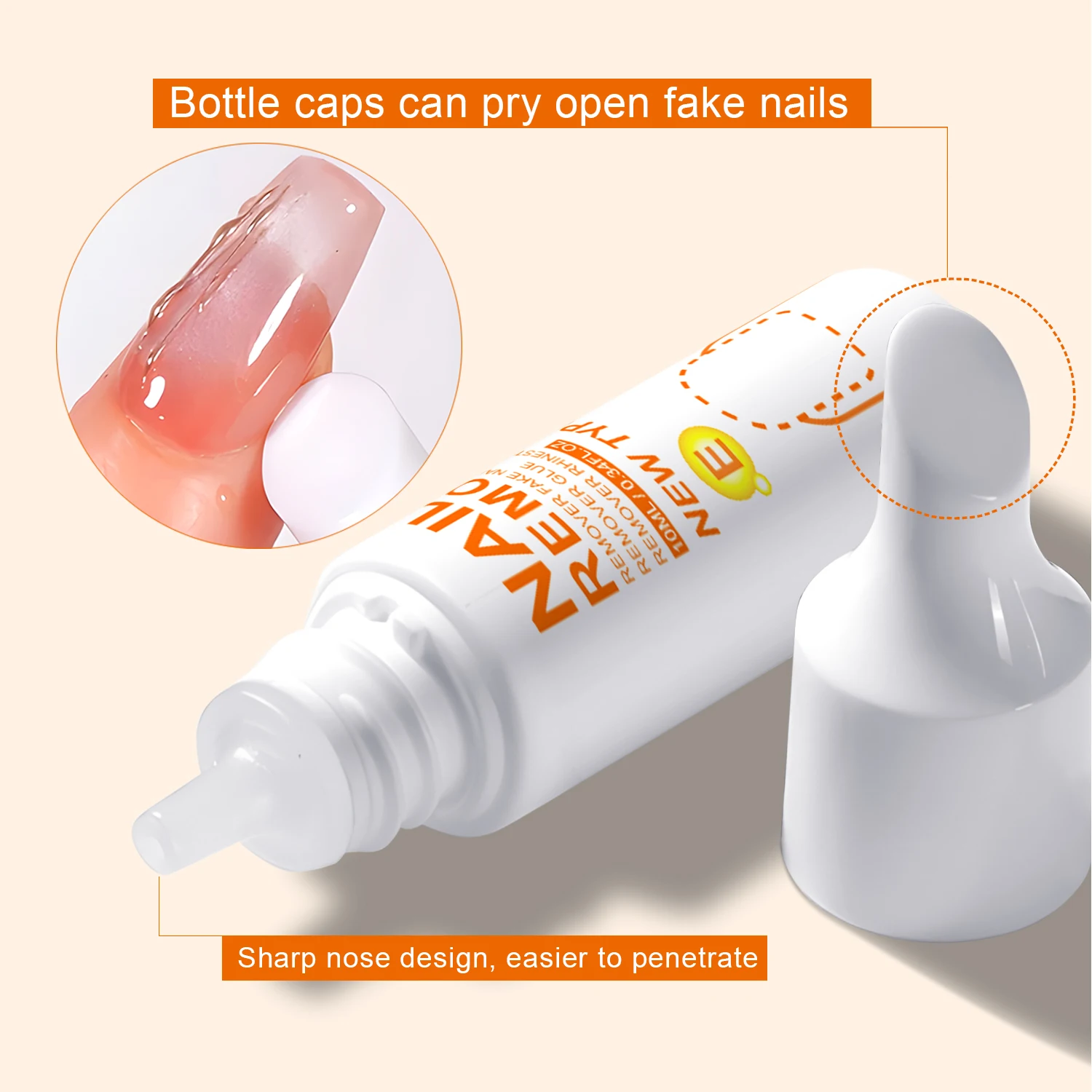 3 Bottles Nail Glue Remover for Fake Nails Easily Removes Acrylic Nails, Press-On Nails & Rhinestones - Convenient Prying Cap - Image 3