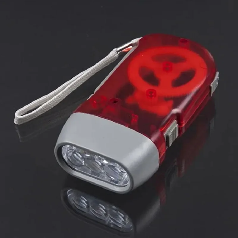 3 Colors Hand Pressing Dynamo Crank Power Wind Up Flashlight Mini Self Generating Torch LED Camping Lamp Light for Outdoor Home - Image 2