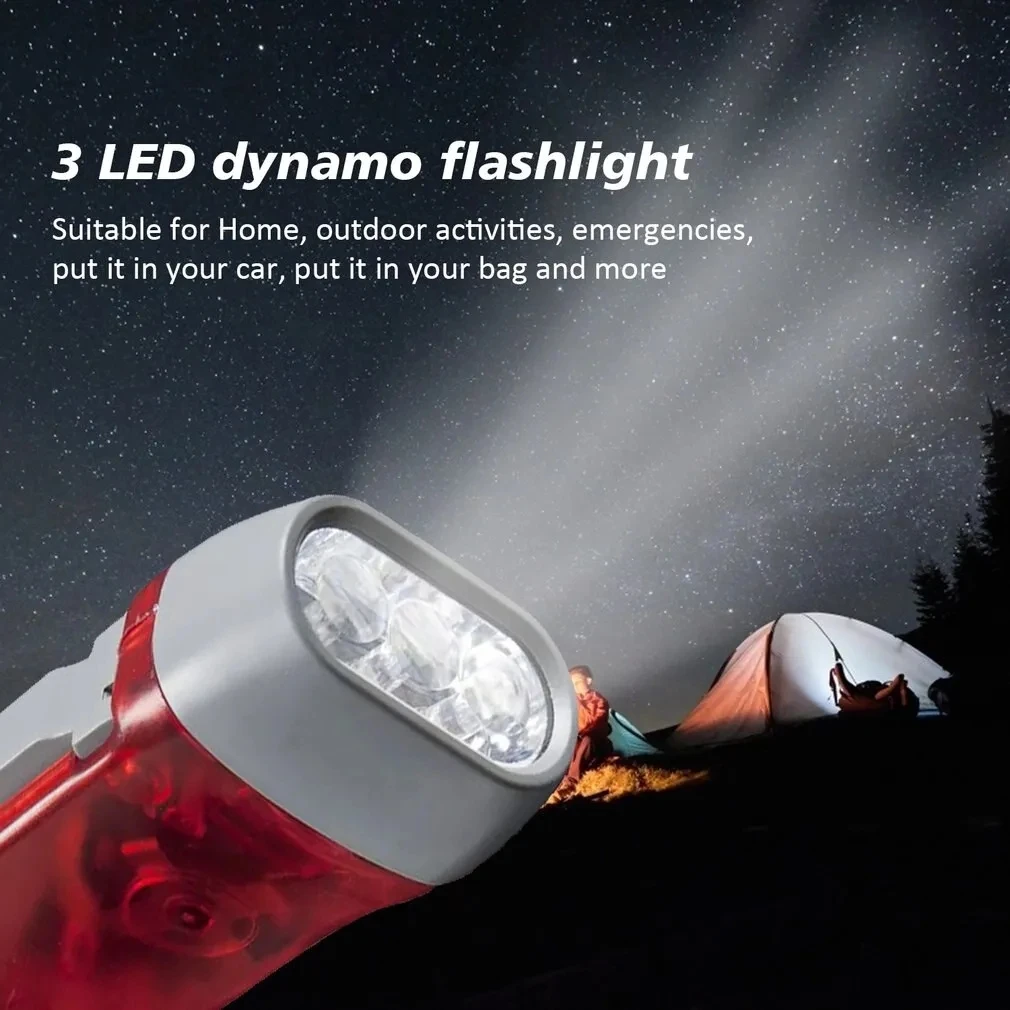 3 Colors Hand Pressing Dynamo Crank Power Wind Up Flashlight Mini Self Generating Torch LED Camping Lamp Light for Outdoor Home - Image 3