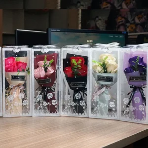 3 Heads Artificial Rose Bouquet Hand Holding Soap Flower Valentine's Day Gift Wedding Decoration Artificial Flowers Anniversary