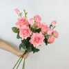 3 Heads Artificial Roses Silk Artificial Flowers Home Wedding Decoration Valentine's Day Flores Christmas Decor