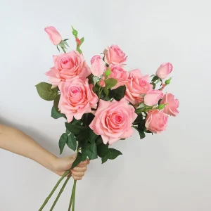 3 Heads Artificial Roses Silk Artificial Flowers Home Wedding Decoration Valentine's Day Flores Christmas Decor
