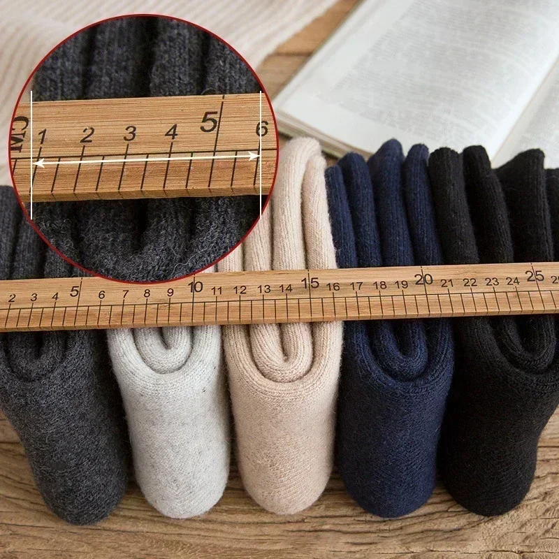 3 Pairs Men Women Wool Socks Couples Solid Winter Snow Chrismas Gift Thermal Cashmere Marino Thickened Fleece Terry Loop socks - Image 5