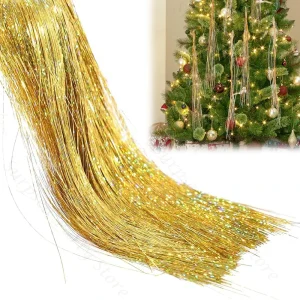 3000 Strands Christmas Tinsel Icicles Shiny Gold Foil Tinsel Christmas Tree Hanging Decorations New Year Xmas Party Home Decor