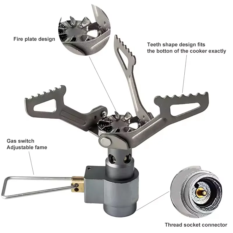 3000W Titanium Mini Camping Gas Burners One-Piece Pocket Stove Outdooor Hiking Folding Cooking Portable Furnace - Image 5