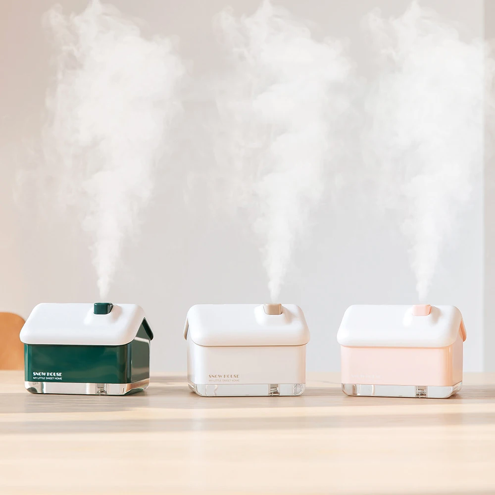 300ML USB Air Humidifier Desktop Purifier Snow House Diffuser Aromatherapy Mist Maker With Lamp Lights For Christmas Home Office - Image 2