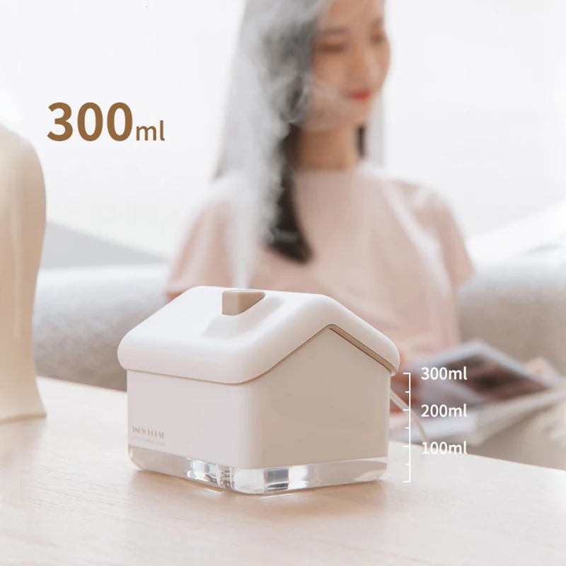 300ML USB Air Humidifier Desktop Purifier Snow House Diffuser Aromatherapy Mist Maker With Lamp Lights For Christmas Home Office - Image 5
