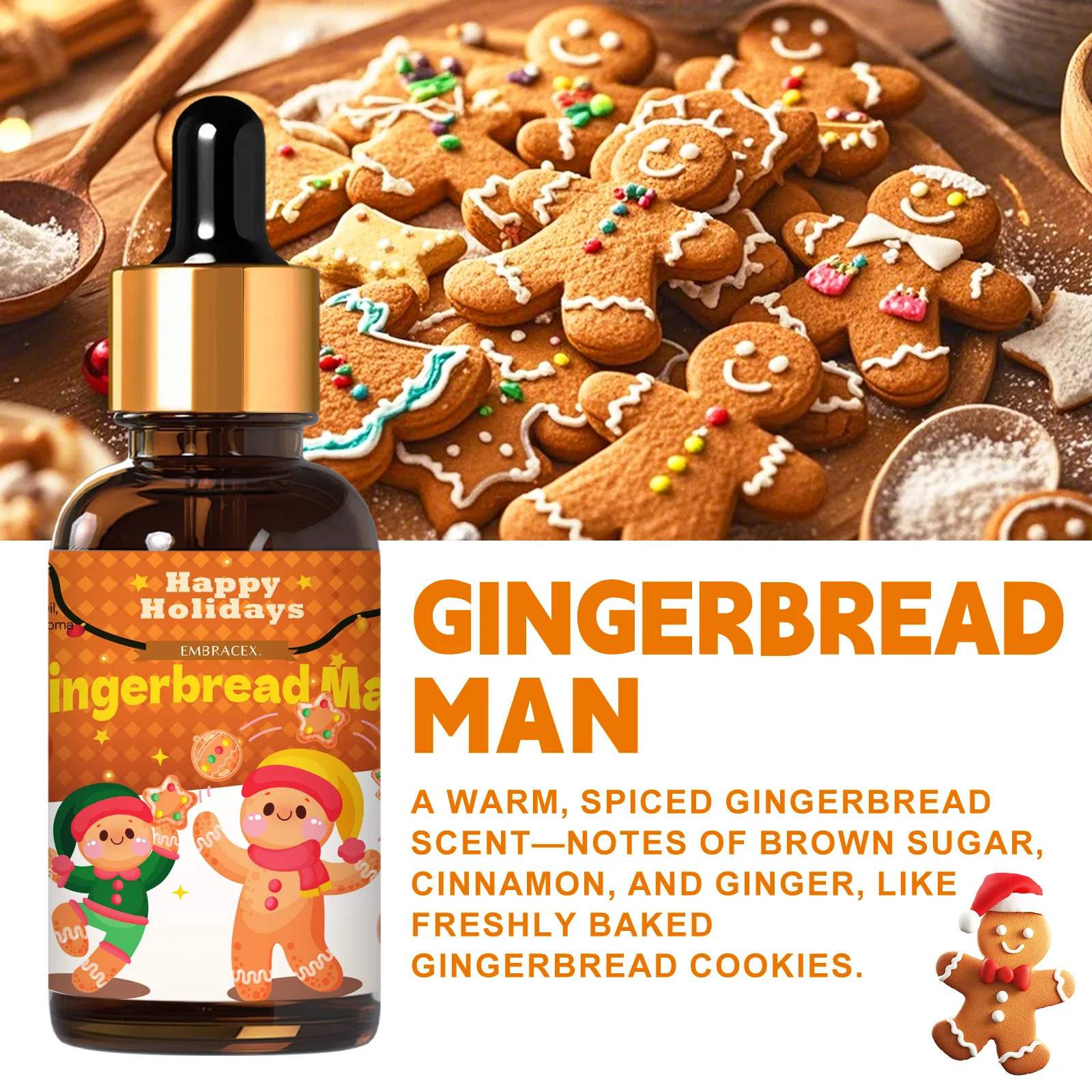 30ml Gingerbread Man Fragrance Oils Long Lasting Fragrance For Car Diffusers Christmas Gifts For Friends - Image 2