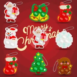 3/5/10/20Pcs Christmas Rat-killing Pioneer Keychain Pop Silicone Pressure-reducing Bubble Pendant Wedding Guest Gift