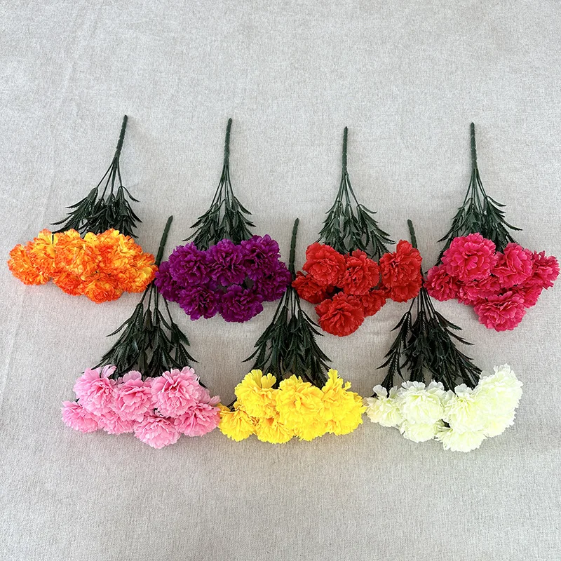 38cm New 7 Fork Water Grass Carnation Artificial Flowers Home Hotel Table Decor Fake Flower Bouquet Photography Props - Image 3