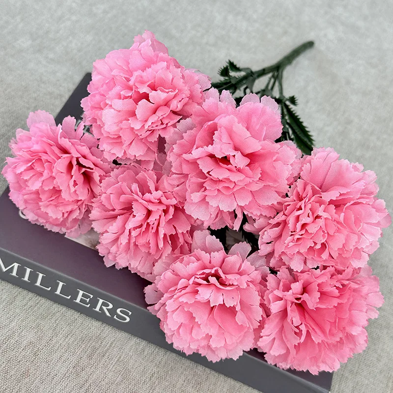 38cm New 7 Fork Water Grass Carnation Artificial Flowers Home Hotel Table Decor Fake Flower Bouquet Photography Props - Image 5