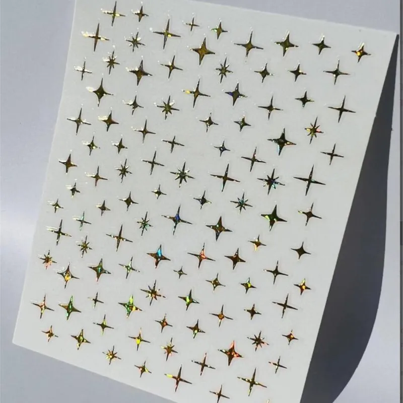 3D Laser Silver/Rose Gold Hollow Cross Star Nail Art Stickers Design Self-Adhesive Hollow Cross Star Nail/Body Art Decor Sticker - Image 6