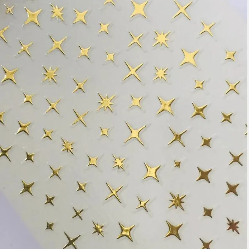 3D Laser Silver/Rose Gold Hollow Cross Star Nail Art Stickers Design Self-Adhesive Hollow Cross Star Nail/Body Art Decor Sticker - Image 4