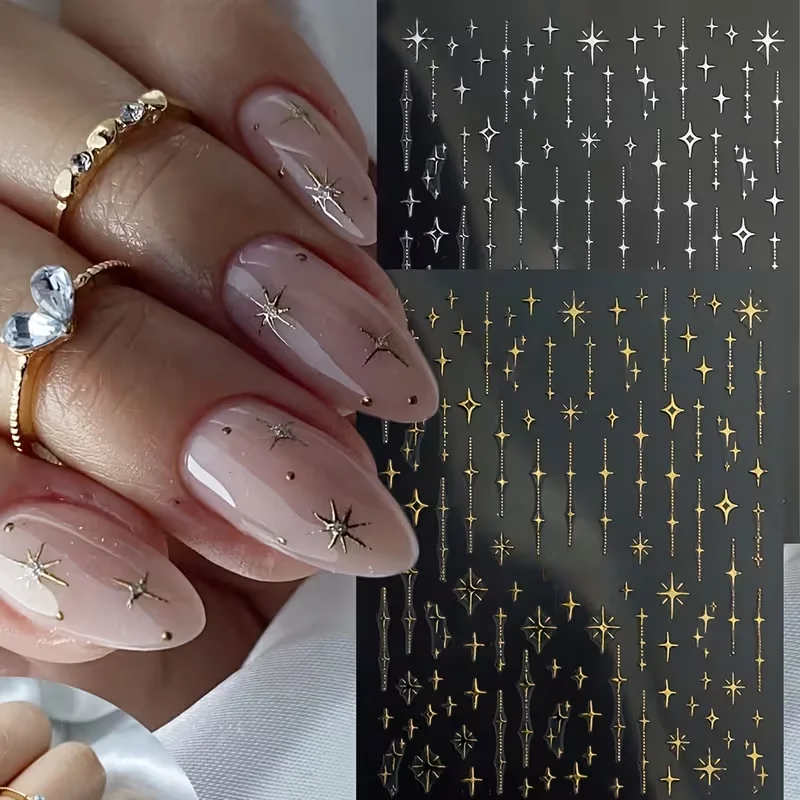 3D Star Nail Art Stickers Decals Self-Adhesive Metal Silver DIY Nail Stickers Decoration Decals Manicure Accessories - Image 3