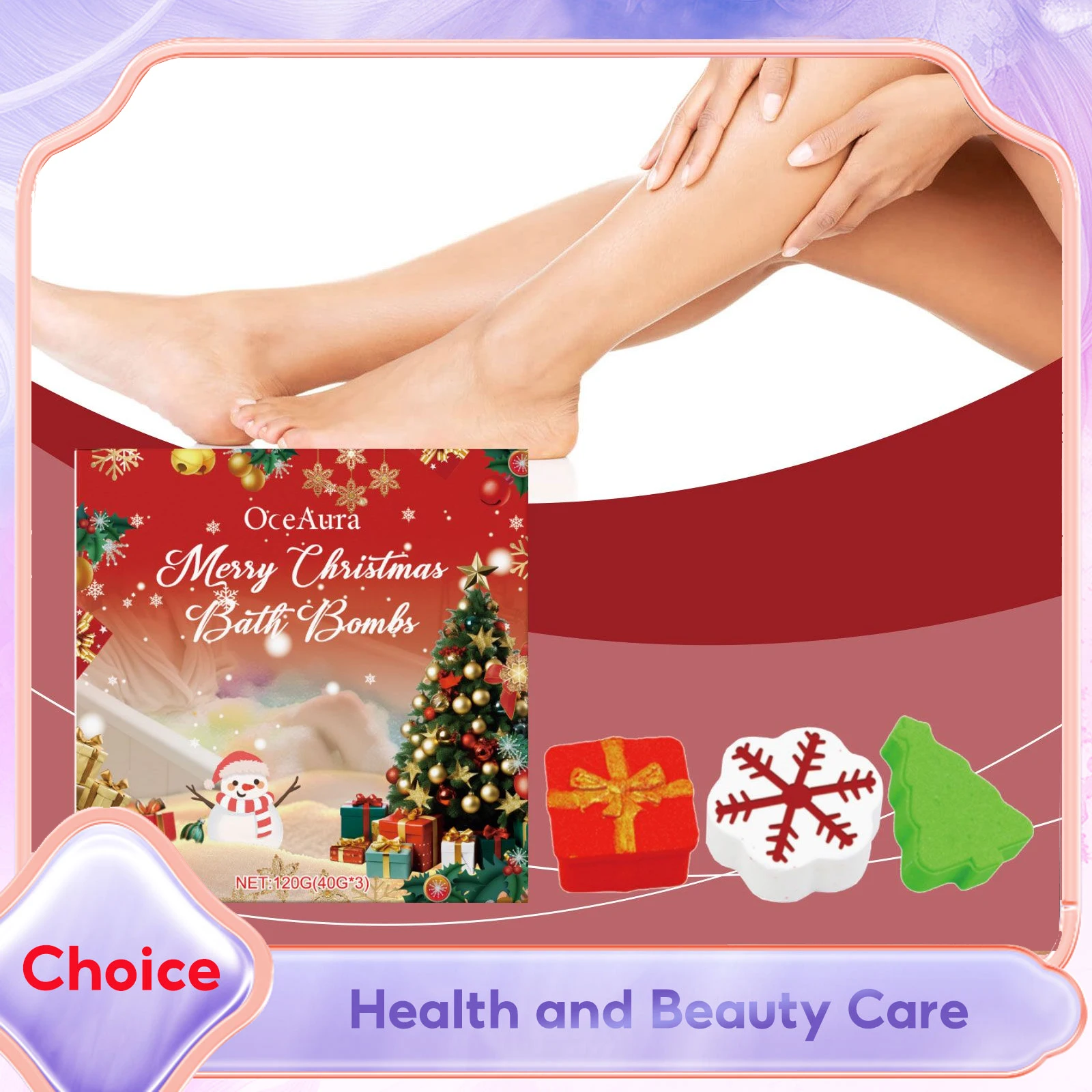 3PCS Christmas Bath Bombs Gift Set for Kids Women Dry Skin Moisturize Relaxing Xmas Tree Snowflake Surprise Handmade Bubble Ball - Image 4