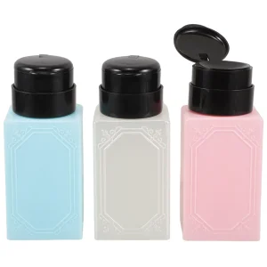3Pcs 220Ml Push Down Nail Polish Remover Dispenser Bottle for Professional Nail Salon Use High Efficiency Clean Water Makeup