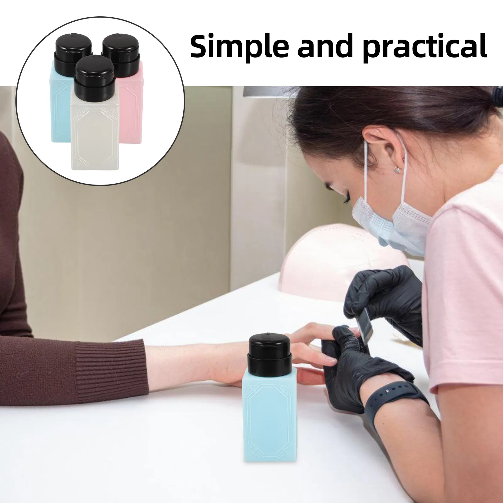 3Pcs 220Ml Push Down Nail Polish Remover Dispenser Bottle for Professional Nail Salon Use High Efficiency Clean Water Makeup - Image 6
