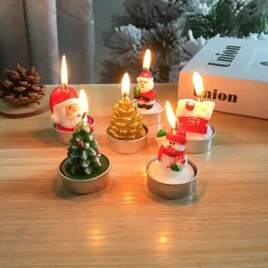 3Pcs Christmas Candle Set Santa Snowman House Pine Cone Decorative Ornaments For Home Table Holiday Party Gifts