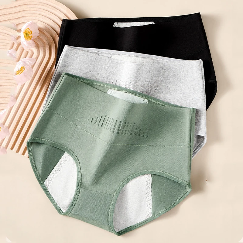 3Pcs High Waist Menstrual Women Panties Widen Period Pants Leak Proof Physiological Underwear Plus Size 4XL Cotton Female Briefs - Image 2